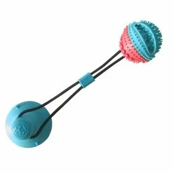 Unbranded Pet Dog Toy Anti-morsure Et Résistant à L’usure Ball Food Spill Toy Dog Tug-of-war Rope Ball Sucker Toyred And Blue
