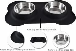 Fairry Pet Dog Bowls 2 Bols Pour Chiens En Acier Inoxydable, Bols D’alimentation Alimentaire, Noir