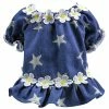 Dawnell Daisy Dress Super Dog Clothes Pour Chiens Pet Clothes Tenues Pour Petit Printemps Été Coton Imprimé Yorkies Bleu