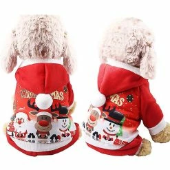 Unbranded Costume De Noël Vêtements Pour Animaux De Compagnie Noël Hoodie Puppy Cat Dog Winter Warm Apparel