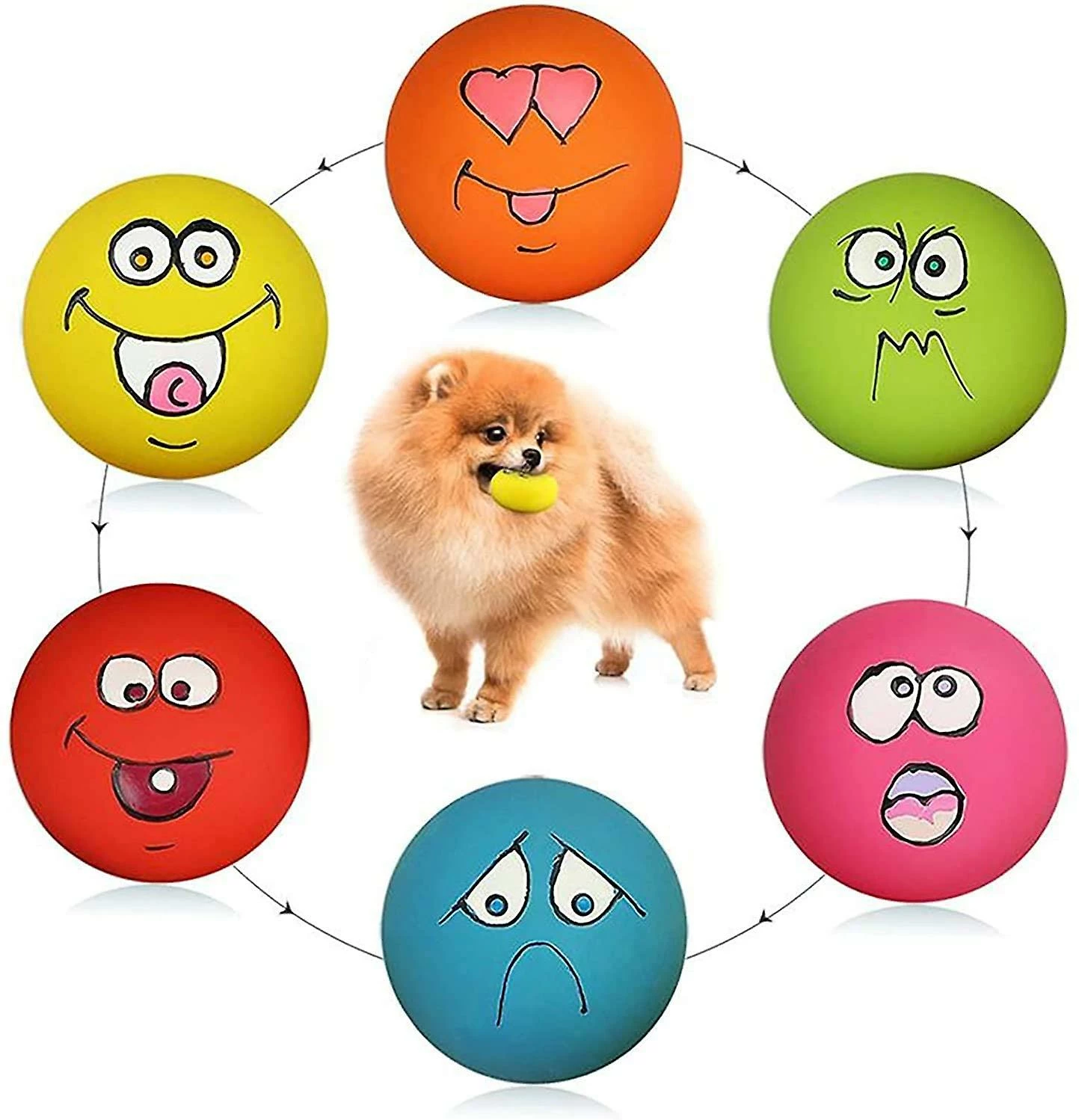 Wonderful Smile Face Dog Squeaky Toys Soft Latex Squeak Balls Pour Chiot Petit Moyen Chiens De Compagnie 6 Pcs / Set 1 Wonderful Smile Face Dog Squeaky Toys Soft Latex Squeak Balls Pour Chiot Petit Moyen Chiens De Compagnie 6 Pcs / Set