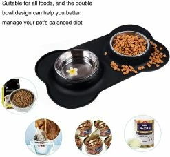 Yuzee Dog Bowl Ensemble De Bol Double Antidérapant En Acier Inoxydable, Avec Tampon En Silicone Anti-déversement, Bol D’eau Détachable Pour Animaux De Compagnie, Utilisé Pour Les Petites Et Moyennes Tailles -nourriture pour chien boutique 195318369 max