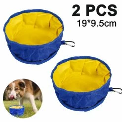 Giveuphesit Dog Bowl Travel Bowls Pliable Pour Chien De Compagnie, étanche Portable Sur Le Pouce Avec Bol D’alimentation à Fermeture à Glissière Et Bol à Boire (2 Bols De Voyage)