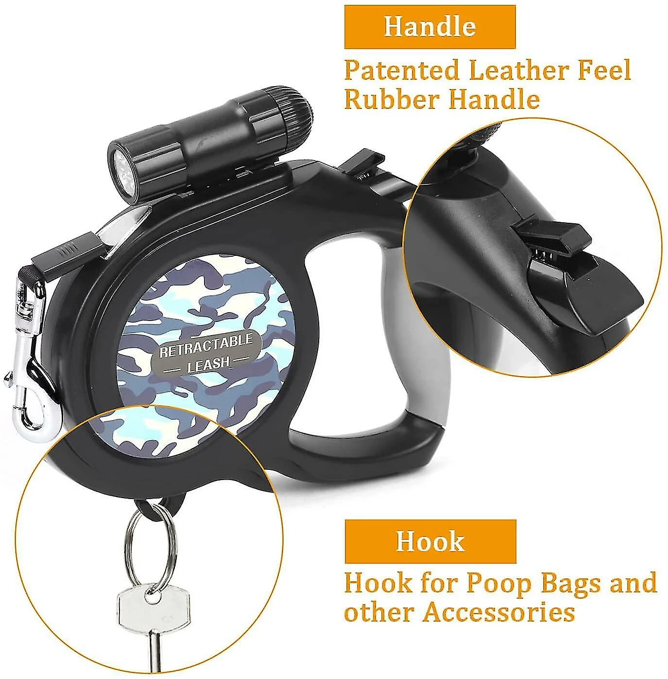 Unbranded 8m Dog Leash Ceinture Rétractable Laisse Avec Lampe De Poche Amovible, Poignée Antidérapante Pour 4 Unbranded 8m Dog Leash Ceinture Rétractable Laisse Avec Lampe De Poche Amovible, Poignée Antidérapante Pour – Image 4