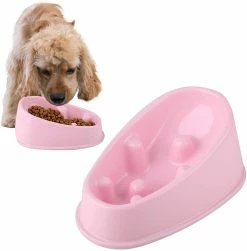 Tinor Dog Slow Feeder Bowl Anti-gulping Pet Slower Food Feeding Vaisselle - Durable Empêchant L’étouffement Healthy Design Dogs Bowl (petit Rose) -nourriture pour chien boutique 229163226 max