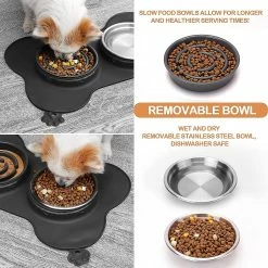 Unbranded Amovible Double Bowl Dog Bowl En Acier Inoxydable Bol Dog Food Bowl Placemat -nourriture pour chien boutique 241186828 max