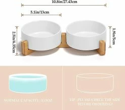 Insma-x Dog Bowl Ceramic Double Dog Food Bowl Avec Support En Bambou Pour Chats Et Chiens (850ml, Gris) -nourriture pour chien boutique 250121404 max