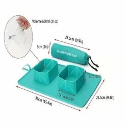 Unbranded Pet Silicone Folding Bowl Anti-slip Double Bowl Flannel Bag Dog Bowl Outdoor Pet Portable Dog Bowl -nourriture pour chien boutique 268698172 max