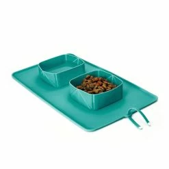 Unbranded Pet Silicone Folding Bowl Anti-slip Double Bowl Flannel Bag Dog Bowl Outdoor Pet Portable Dog Bowl -nourriture pour chien boutique 268698212 max