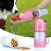 Waytogo Portable Pet Dog Cat Water Bottle Food Feeder Travel Bottle 2-en-1 Conception Coulissante Économiser De L’espace