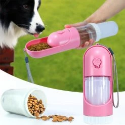 Waytogo Portable Pet Dog Cat Water Bottle Food Feeder Travel Bottle 2-en-1 Conception Coulissante Économiser De L’espace