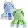 Yskaze 2 Pack Summer Dog Robes Fille Puppy Chat Plaid Princesse Robe Fête Anniversaire Pet Vest Vêtements Pour Petits Chiens Moyens