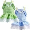 Yskaze 2 Pack Summer Dog Robes Fille Puppy Chat Plaid Princesse Robe Fête Anniversaire Pet Vest Vêtements Pour Petits Chiens Moyens