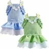 Ksalfye 2 Pack Summer Dog Robes Fille Puppy Chat Plaid Princesse Robe Fête Anniversaire Pet Vest Vêtements Pour Petits Chiens Moyens