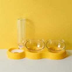 Unbranded Anti-renversement Pet Dog Cat Double Bowl Bouche étanche à L’humidité Mangeoire Automatique