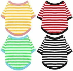 Yskaze 4 Pièces Chemise De Chien Petit Chien Rayé T Shirt Pet Apparel Puppy Sweatshirt Dog Vêtements Pour Chiens De Petite à Moyenne Taille -nourriture pour chien boutique 286235741 max