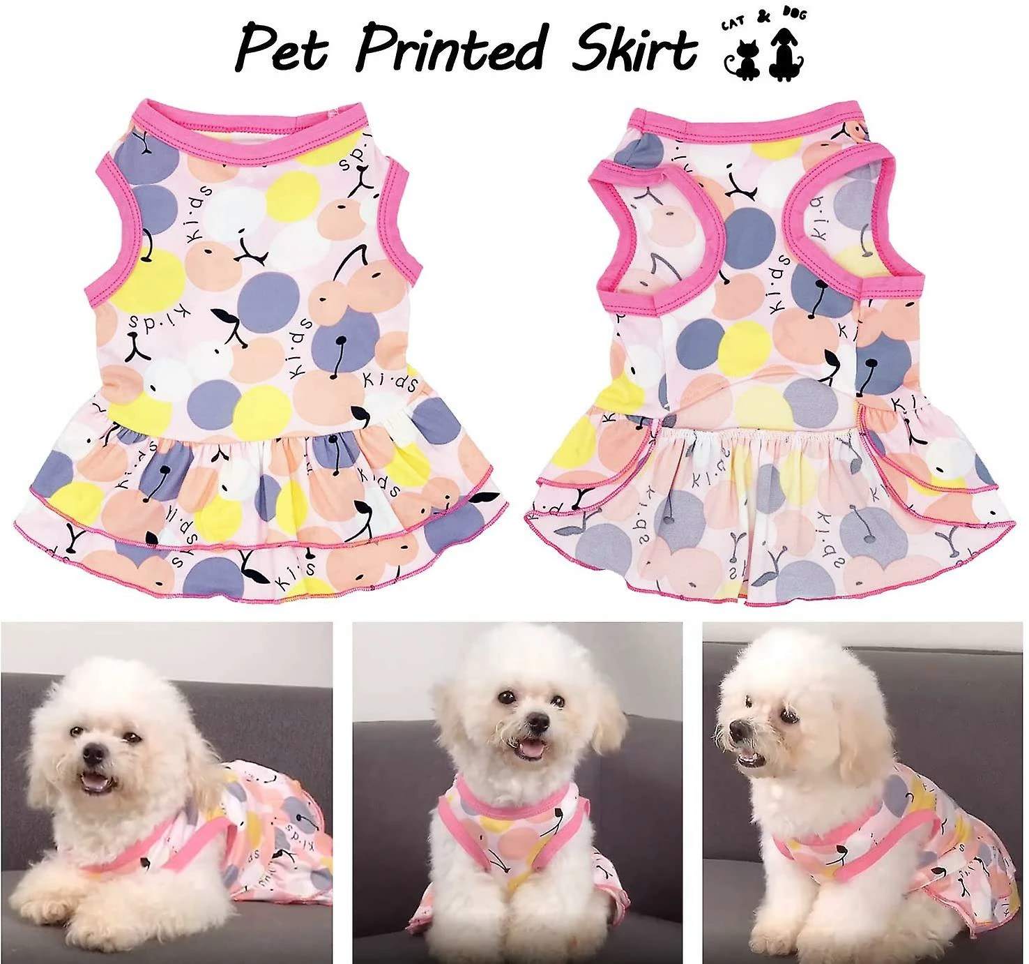 Yskaze 2 Pack Dog Shirt Jupe Pet Clothes, Puppy T-shirts Sleeveless Cute Princess Dress Summer Apparel, Puppy Outfit Printed Vest Pink Clothing For Small Ex 2 Yskaze 2 Pack Dog Shirt Jupe Pet Clothes, Puppy T-shirts Sleeveless Cute Princess Dress Summer Apparel, Puppy Outfit Printed Vest Pink Clothing For Small Ex – Image 2