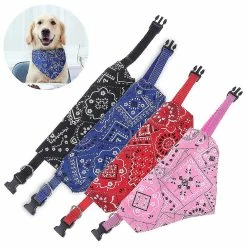 Unbranded Dog Bandana, 4 Pcs Anniversaire Cadeau De Noël Lavable Dog Bandana - Rouge Noir Bleu Rose Coton Plaid Impression Dog Bibs Kerchief Set Foulard Accessoire -nourriture pour chien boutique 290537072 max