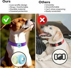 Tiny-witch Airtag Dog Collar Holder [2 Pack] Silicone Waterproof Air Tag Air Tag Cat Collar Cover, Anti-lost Locator Case (noir) -nourriture pour chien boutique 293527341 max