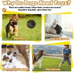 Tinor Jouet Pour Chien Pour Mâcheurs Agressifs Dents Propres Ennuyées Caoutchouc Et Abs Double Couche Robuste Couine Chien Jouet Interactif Dog Ball Pour Chiens De Taille Moyenne -nourriture pour chien boutique 296067570 max