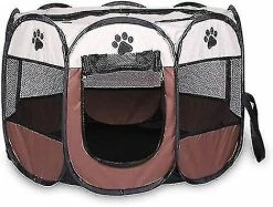 Tiny-witch Pliable Puppy Playpen Dog Kitten Cat Rabbit Enclosure Facile à Installer Parfait Pour Les Chiens Jouer Dans La Taille Du Jardin Disponible (91 * 91 * 58cm, Marron) - Ss