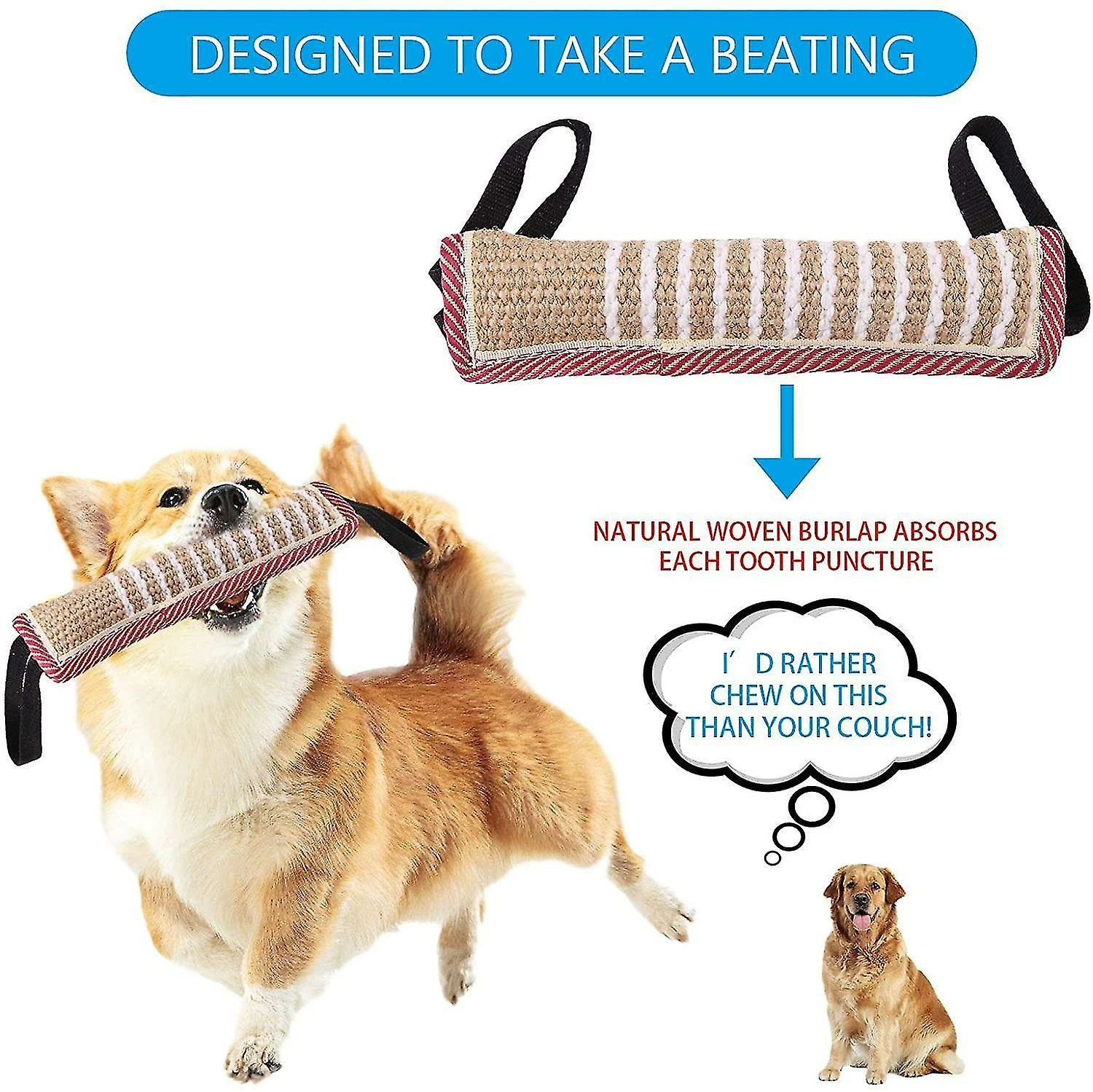 Unbranded 2 Pièces Dog Tug Toy, Jouet De Traction Durable Avec 2 Poignées Fortes Pour Les Chiens De Taille Moyenne à Grande 4 Unbranded 2 Pièces Dog Tug Toy, Jouet De Traction Durable Avec 2 Poignées Fortes Pour Les Chiens De Taille Moyenne à Grande – Image 4