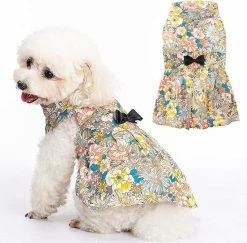 Yskaze Mignon Flower Girl Dog Dress Pet Clothes - Belle Jupe Pet Puppy Pleine De Motifs De Fleurs, Parfait Pour Le Port Quotidien, Les Vacances Et La Prise De Photos