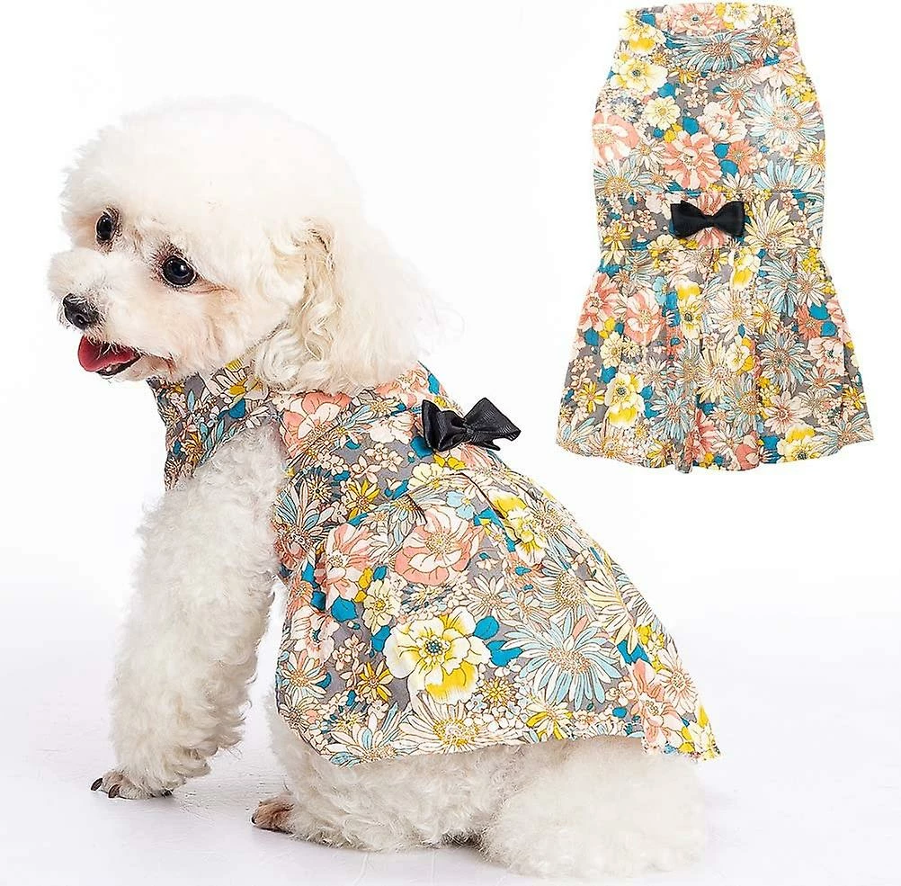 Yskaze Mignon Flower Girl Dog Dress Pet Clothes - Belle Jupe Pet Puppy Pleine De Motifs De Fleurs, Parfait Pour Le Port Quotidien, Les Vacances Et La Prise De Photos 1 Yskaze Mignon Flower Girl Dog Dress Pet Clothes - Belle Jupe Pet Puppy Pleine De Motifs De Fleurs, Parfait Pour Le Port Quotidien, Les Vacances Et La Prise De Photos