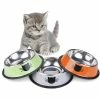 Wonderful Fong 3pcs Pet Bowl En Acier Inoxydable Base Antidérapante Dog Bowl Cat Bowl Avec 2 Cuillères à Nourriture