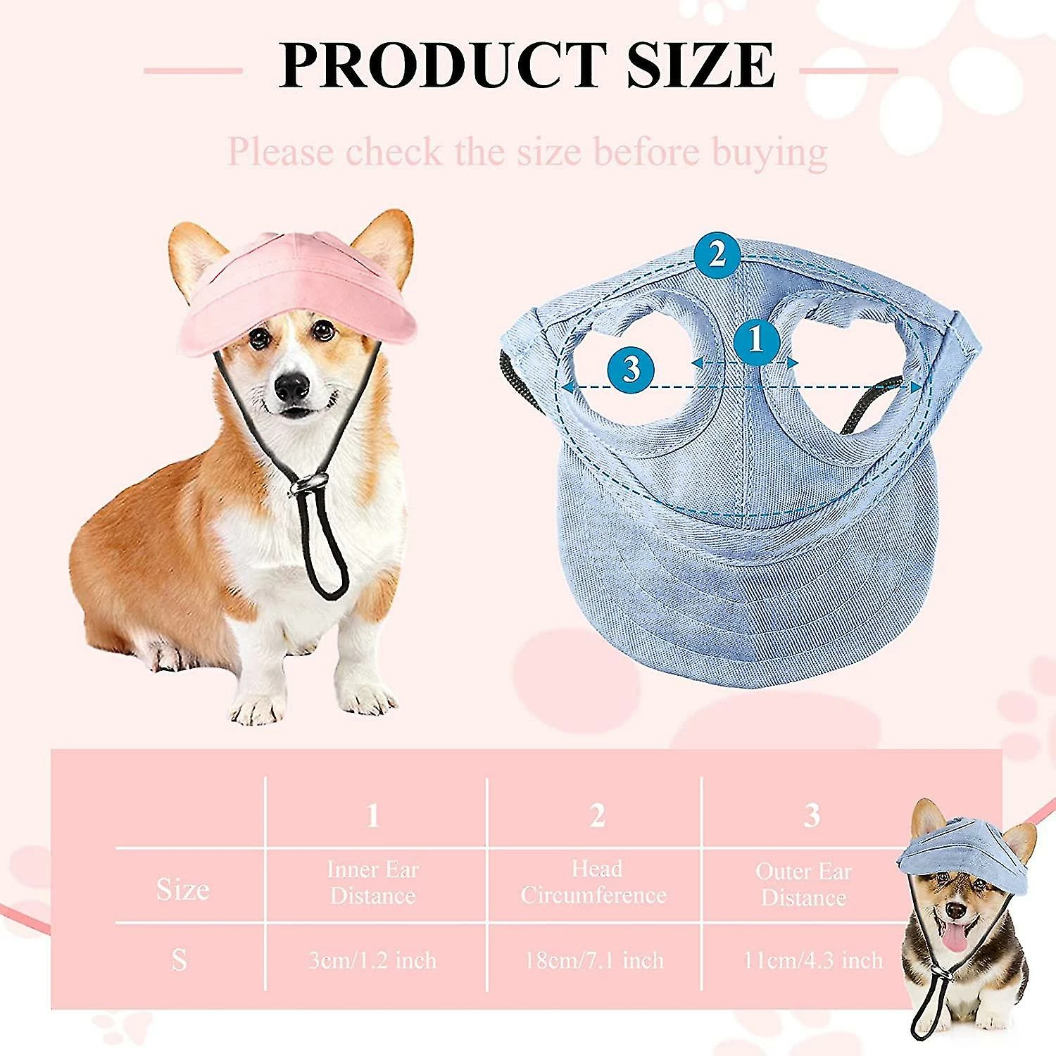Visvin 2 Pcs Pet Baseball Outdoor Cap Réglable Summer Pet Cap Dog Outdoor Sunbonnet 2 Visvin 2 Pcs Pet Baseball Outdoor Cap Réglable Summer Pet Cap Dog Outdoor Sunbonnet – Image 2