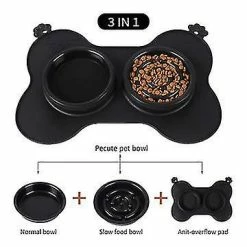 Unbranded Double Dog Food Bowl With No-spill Non Skid Silicone Mat Eco-friendly Non-toxic -nourriture pour chien boutique 316903106 max
