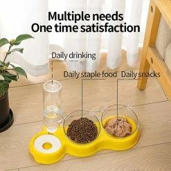 Unbranded Pet Cat Bowl Automatic Feeder Dog Cat Food Bowl With Water Fountain Double Bowl Drinking Raised Stand Dish Bowls For Cats Yellow -nourriture pour chien boutique 317345711 max