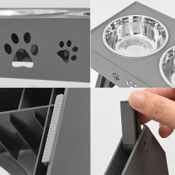 Unbranded Antidérapant Double Dog Bowls Réglables Hauteur Pet Feeding Dish Feeding -nourriture pour chien boutique 318017378 max