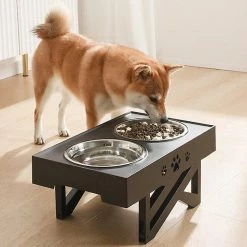 Unbranded Antidérapant Double Dog Bowls Réglables Hauteur Pet Feeding Dish Feeding -nourriture pour chien boutique 318017400 max