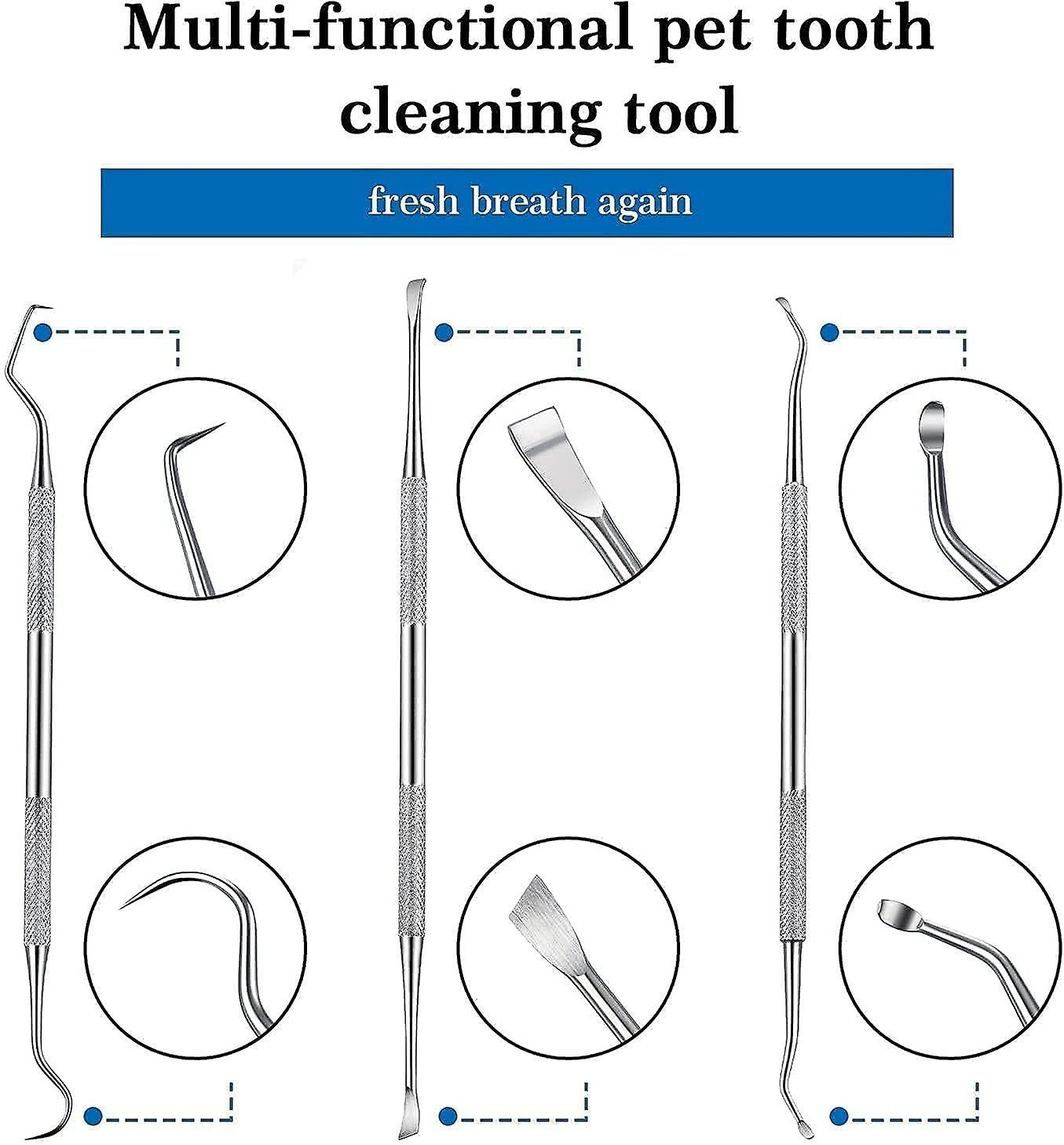 Piao Pcs Dog Teeth Cleaner And Scraper Acier Inoxydable Double Ended Tooth Grinder Scraper Pet Teeth Cleaning Tool For Dogs And Cats (argent) 4 Piao Pcs Dog Teeth Cleaner And Scraper Acier Inoxydable Double Ended Tooth Grinder Scraper Pet Teeth Cleaning Tool For Dogs And Cats (argent) – Image 4