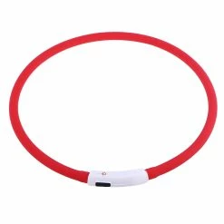 Toyvian Collier Pour Chien Led Usb Rechargeable Glowing Pet Dog Collar For Night Safety 70cm (rouge)