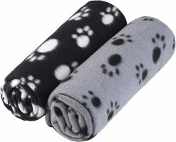 Lmell Pack De 2 Mignons Paw Print Blanket Puppy Dog Blanket Pet Blankets Small Animals Gift