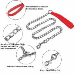 WOSAWE Fong Fong Chain Link Dog Leash Anti Chew Strong Anti Dog Leash Confortable Poignée Rembourrée Douce Pour Chiens De Taille Moyenne -nourriture pour chien boutique 337888717 max