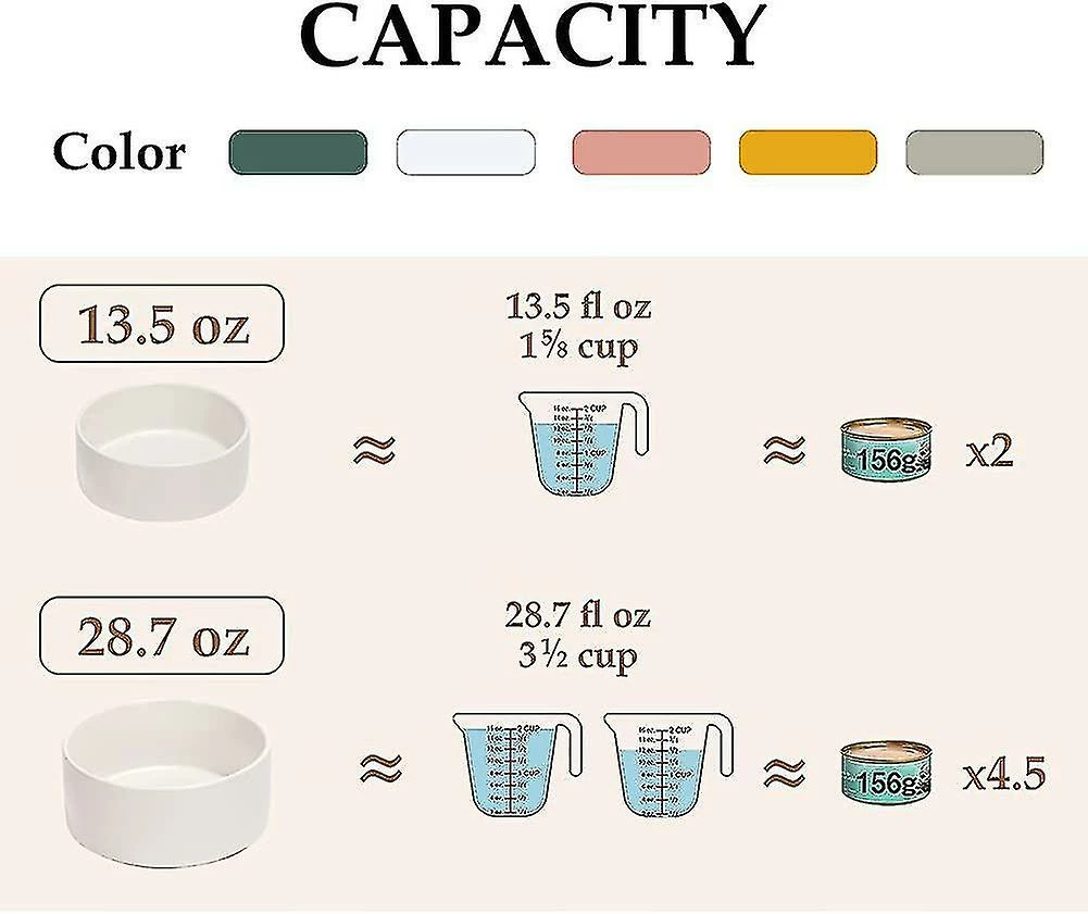 Unbranded Dog Bowl Ceramic Double Dog Food Bowl Avec Support En Bambou Pour Chats Et Chiens (850ml, Gris) E 5 Unbranded Dog Bowl Ceramic Double Dog Food Bowl Avec Support En Bambou Pour Chats Et Chiens (850ml, Gris) E – Image 5