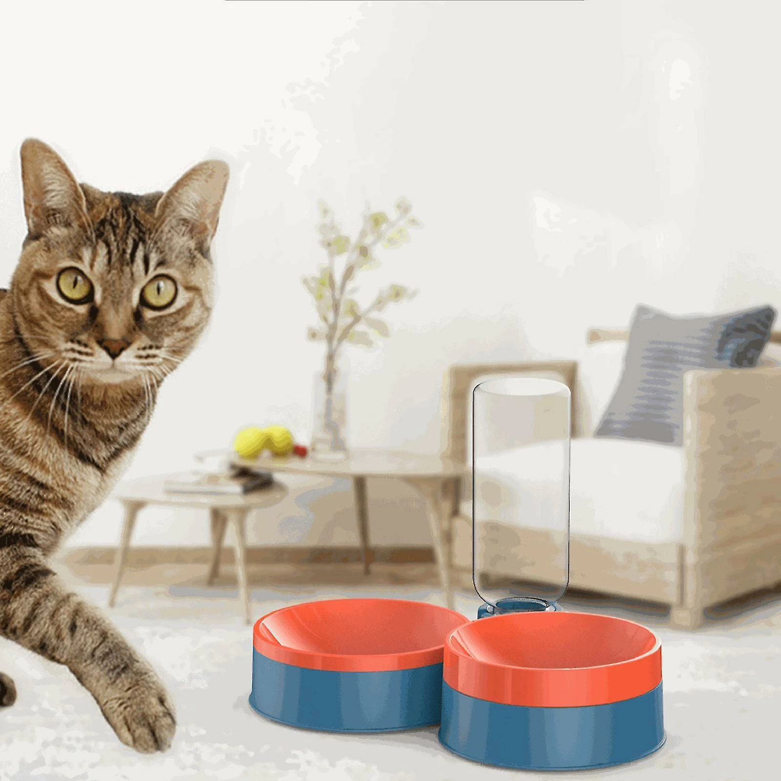 Rtopr Pet Cat Double Bowl Round Feeder Dog Bol D’alimentation Automatique Et Distributeur D’eau 2 Rtopr Pet Cat Double Bowl Round Feeder Dog Bol D’alimentation Automatique Et Distributeur D’eau – Image 2