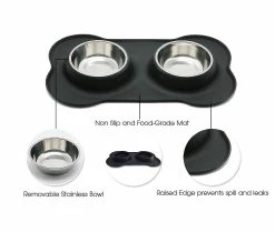 Unbranded Dog Bowls Food Water Bowl En Acier Inoxydable Double Bowl , 800ml -nourriture pour chien boutique 388792464 max