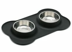 Unbranded Dog Bowls Food Water Bowl En Acier Inoxydable Double Bowl , 800ml -nourriture pour chien boutique 388792493 max