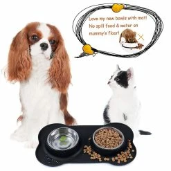 Unbranded Dog Bowls Food Water Bowl En Acier Inoxydable Double Bowl , 800ml -nourriture pour chien boutique 388792577 max