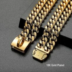 Mslam Charme Plaqué Or 18k 24mm De Large Heavy Duty Strong Cuban Chain Link Dog Collar Avec Boucle En Acier, Collier De Dressage Pour Chien En Métal En Acier Inoxydable Fort 18in 6 Mslam Charme Plaqué Or 18k 24mm De Large Heavy Duty Strong Cuban Chain Link Dog Collar Avec Boucle En Acier, Collier De Dressage Pour Chien En Métal En Acier Inoxydable Fort 18in -nourriture pour chien boutique 392814747 max