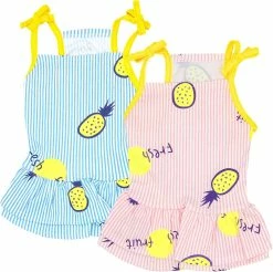 Ksalfye 2 Pack Dog Shirt Jupe RayĂ© ImprimĂ© T-Shirts Coton Gilet PlissĂ© VĂȘtements Chiot VĂȘtements DâĂ©tĂ© Mignon Fille Garçon Tops Doux Pet VĂȘtements Pour Petit Moi