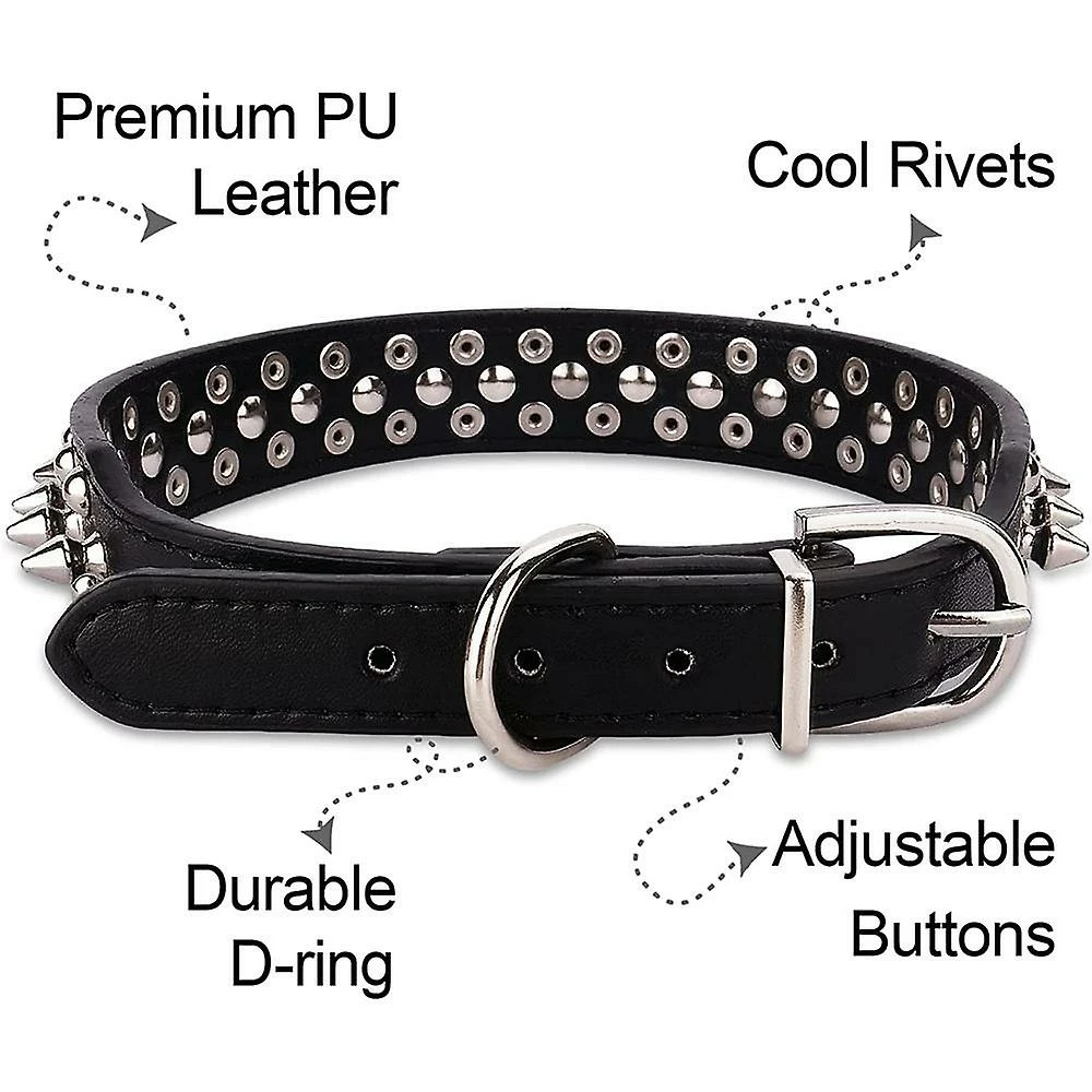 Giveuphesit Spike Rivet Rivet Dog Collar Réglable Pu Cuir Sangle Travel Bowl Cadeau 5 Giveuphesit Spike Rivet Rivet Dog Collar Réglable Pu Cuir Sangle Travel Bowl Cadeau – Image 5