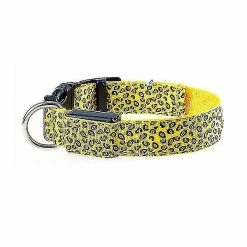 Aowear Leopard Led Réglable, Nuit Sécurité Nylon Lumineux Pet Dog Collier Yellow-xs: 28-38cm Aespa