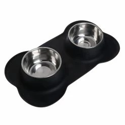 Wekity Pet Dog Bowls 2 Bol Pour Chien En Acier Inoxydable Sans Déversement Tapis En Silicone Antidérapant + Pet Food Scoop Water And Food Feeder Bowls Pour L’alimentation Des Petits Moyens -nourriture pour chien boutique 402588080 max