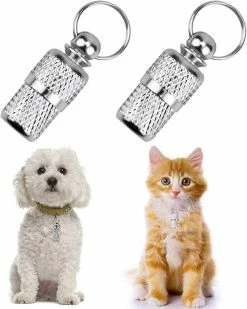 Ksalfye 5pcs Cat Id Tag Tube Anti-lost Address Tag For Dog Cat Pendentifs Personnalisé Cat Collar Address Holder Dog Collar Silver Id Tag Keychain -nourriture pour chien boutique 402905630 max