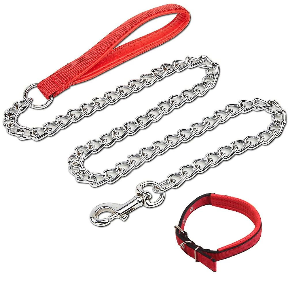 Ksalfye Chain Link Dog Leash Anti Chew Strong Anti Dog Leash Confortable Poignée Rembourrée Souple Pour Chiens De Taille Moyenne 1 Ksalfye Chain Link Dog Leash Anti Chew Strong Anti Dog Leash Confortable Poignée Rembourrée Souple Pour Chiens De Taille Moyenne